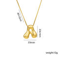 Cross-border titanium steel 18k real gold glossy balloon bubble chubby cute Q version 26 English letter pendant necklace. 