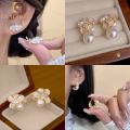 Enacolor Elegant White Flower Earrings for Women Girl Trendy Accessories Jewelry Gifts for gf. 