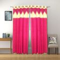 Decor Velvet Fabric Eyelet Simple Pattern Door Curtains (7 /5Feet, Scarlet Red)- Set Of 2,. 