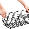 fasdaga 4 Pack Wire Storage Baskets, Farmhouse Metal Wire Basket Freezer Storage Organizer Bins with Handles(Black). 
