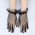 Wholesale Short Black Gloves Lace Ghost Bride Wedding Halloween Lolita Costume Mesh Bow. 