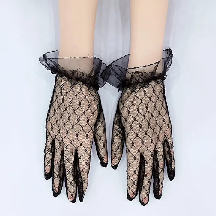 Wholesale%20Short%20Black%20Gloves%20Lace%20Ghost%20Bride%20Wedding%20Halloween%20Lolita%20Costume%20Mesh%20Bow%20-%20Image%203
