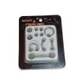 VaryGood Body Piercing Set 5 In 1 Stainless Steel 316L Surgical Steel Eyebrow Lip Tongue Nose And Nipple Piercing Set With Extra Balls. 