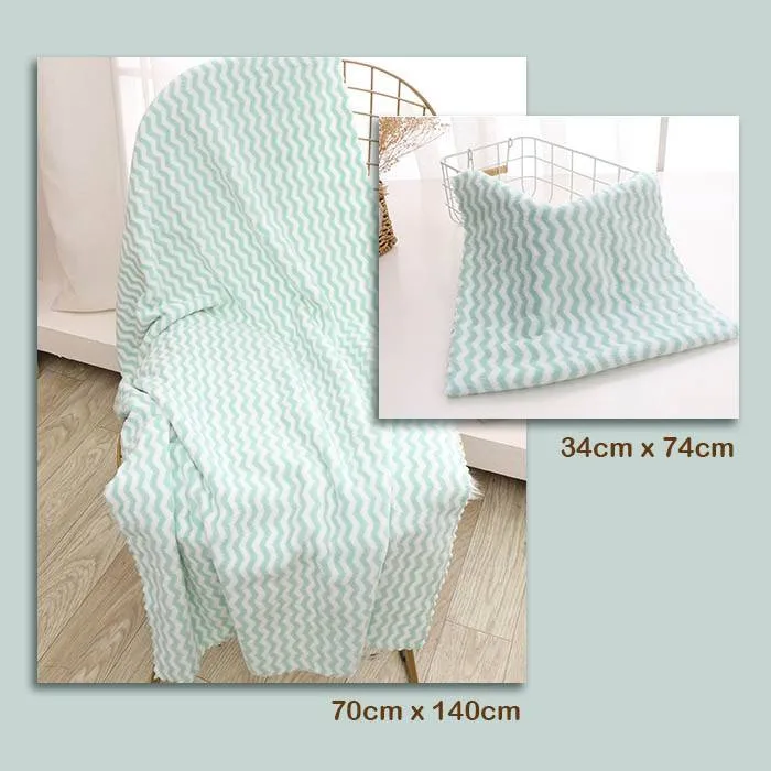 Bath%20And%20Face%20Towel/Coral%20Fleece%20Wave%20Pattern%20Absorbent%20Face%20&%20Bath%20Towel%20Set%20-%20Image%204