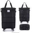 Expandable Foldable Duffle Bag With Wheels And Handle Luggage Bar For Travel. 