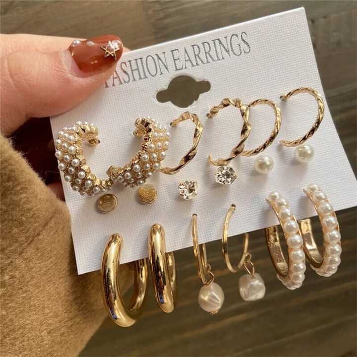 Hoop%20and%20Stud%20Earrings%20Set%20for%20Women,%20Trendy%209%20Pairs%20Fashion%20Jewelry%20-%20Image%202