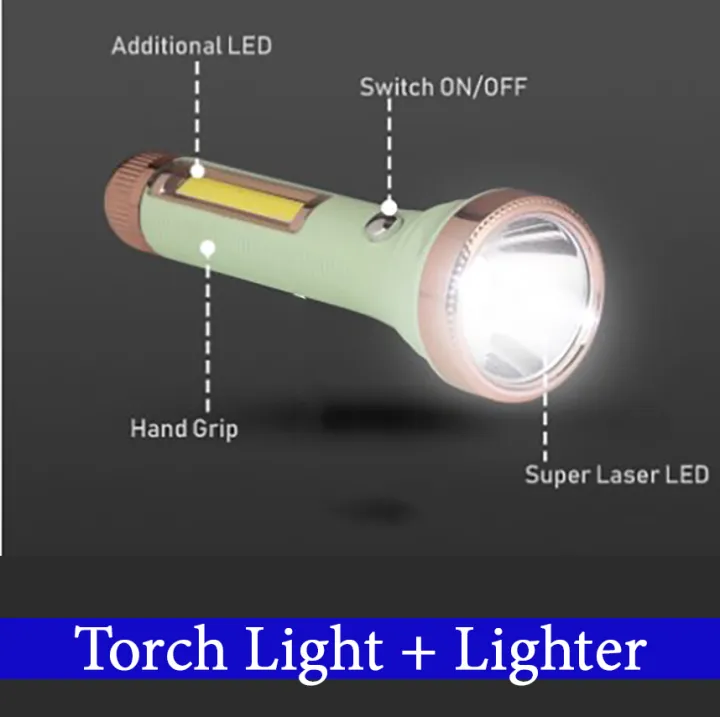 2 In 1 JY Super JY-1710 Rechargeable Torch Light With Lighter | Daraz ...