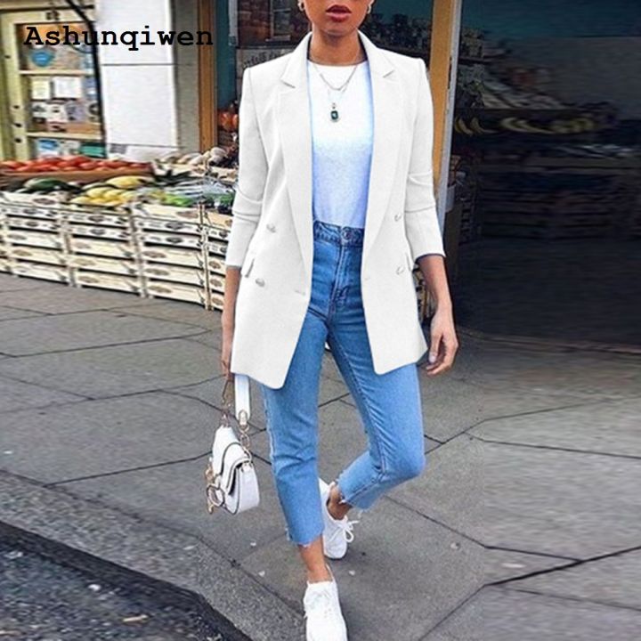 Ashunqiwen%202025%20New%20Women%20Casual%20Fashion%20Button%20Plus%20Size%20Long%20Blazer%20Jacket%20Coat%20-%20Image%204