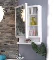 Bathroom Organizer Cabinet | Mirror with Shelf  White. 