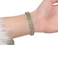 【Unlimited repurchase】Italian drawing craft woven carved gold bracelet women's exquisite trend high court style color separation micro inlay ring. 