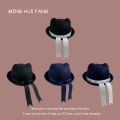 Japanese school offering sense bow handmade jkdk uniform hat woolen college style cat ears streamer kindergarten hat. 