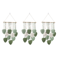 OUMERY 3X Leaf Macrame Wall Hanging Boho Room Home Decor Woven Aesthetic Wall Tapestry Home Room Wedding Decoration Green. 