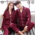 Korean Satin Silk Couple Floral Pajama Set- Full Sleeve-Sleepwear- Nightdress (L-XXL) For Girls. 