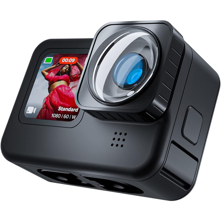 TELESIN Max Lens Mod For GoPro Hero 12 Hero 11 Hero 10 Hero 9 Black 155 Degree Ultra-wide Angle, Anti-Skid Waterproof Replacement Lens for GoPro 12/11/10/9 Black Accessories