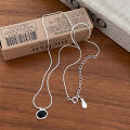 BF CLUB Silver Color Necklace For Women Black Stone Engagement Fine Jewelry Wedding Party Birthday Gift. 
