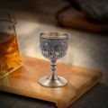 4X Classical Metal Wine Cup Handmade Small Goblet Household Copper Wine Glass Carving Pattern. 