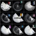 50PCS False Nails Tip Gel Nail Polish Color Chart Display Nature Clear Black Fan Shape Nails Art Tool For Practice Manicure. 