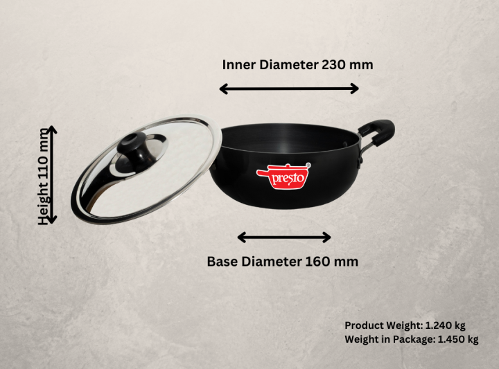 Presto%20Black%20Hard%20Anodized%20Karhai/Kadhai/Kadai/Karai%20280mm%20with%20Stainless%20Steel%20Lid%20-%20Induction%20Compatible%20-%20Image%203