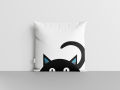 Cute Black Cat Printed Cushion Cover Set – 4 Pieces. 