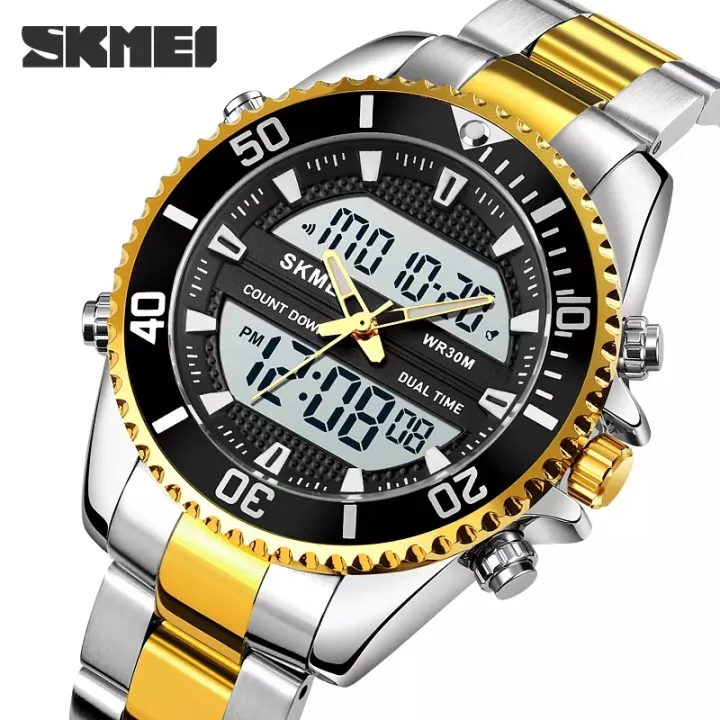 SKMEI%201850%20Multifunction%203Time%20Analog%20Digital%20Stainless%20Steel%20watch%20For%20Men%20-%20Image%204