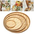 1Pcs Durable DIY Decorative Bamboo Sieve 4 Size Hand-woven Kitchen Storage Tray Round Dustpan Fruit Bread Basket Dessert Plate. 