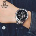 Ochstin Foreign Trade Steel Strip Men's Timer Multifunctional Watch Three Eye Calendar Night Light Carbon Fiber Casual Men's Watch. 