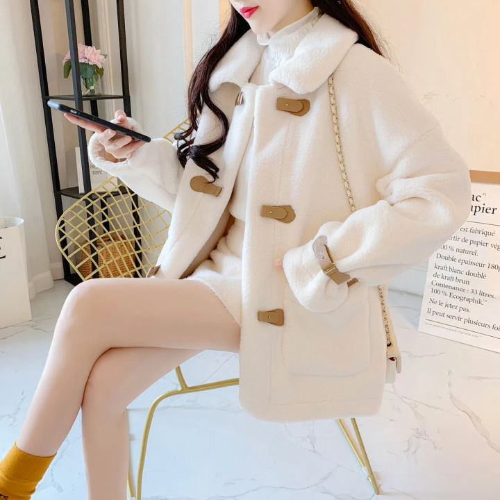 2022 Autumn and Winter New Fur One Imitation Lamb Wool Coat Women's Short Korean Loose Top for Petite