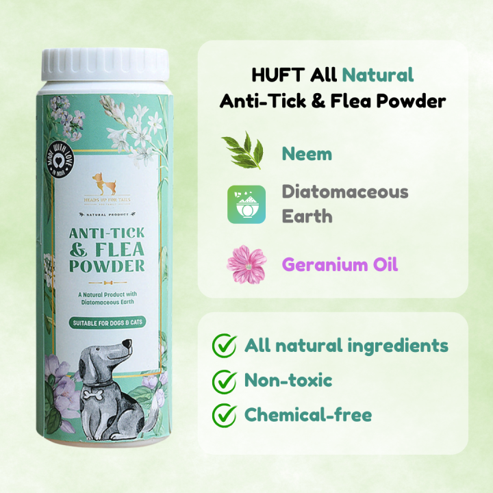HUFT Organic Anti-Flea & Tick Powder for Dogs