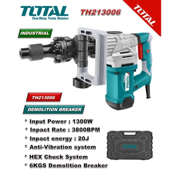TOTAL%20Demolition%20Breaker%201300W%20With%202%20Pcs%20Chisel%20Drill%20%7C%20TOTAL%20TH213006%20Anti%20Vibration%20System%20Demolition%20Breaker%20-%20Image%203