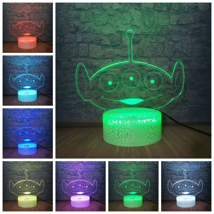 NEW 【Innovative design】Toy Story Table Desk Lamp Buzz Lightyear Aliens 3D Led Illusion Night Light Baby Sleeping Projector Lamp for Room Decor Kids Toy