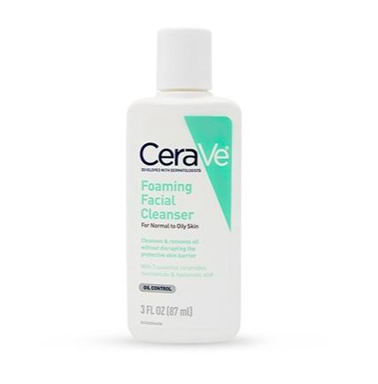 CeraVe Foaming Facial Cleanser , Cera Ve Normal To Oily Skin ,  Gently Removes Dirt , Oil , And Makeup 87 ML