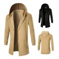 Solid Color Men Outerwear Comfortable Long Sleeve Coat Boy Hooded Jacket. 