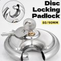 Durable Stainless Steel Disc Locking Padlock with 2 Keys 80/90mm Round Disc Lock Compact Rust Resistant Lock Cabinets. 