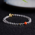 【New arrival】Natural White Crystal Bracelet with Southern Red Bead Accessories Male and Female Hand Jewelry Fashion Simple Gift Giving Creative. 
