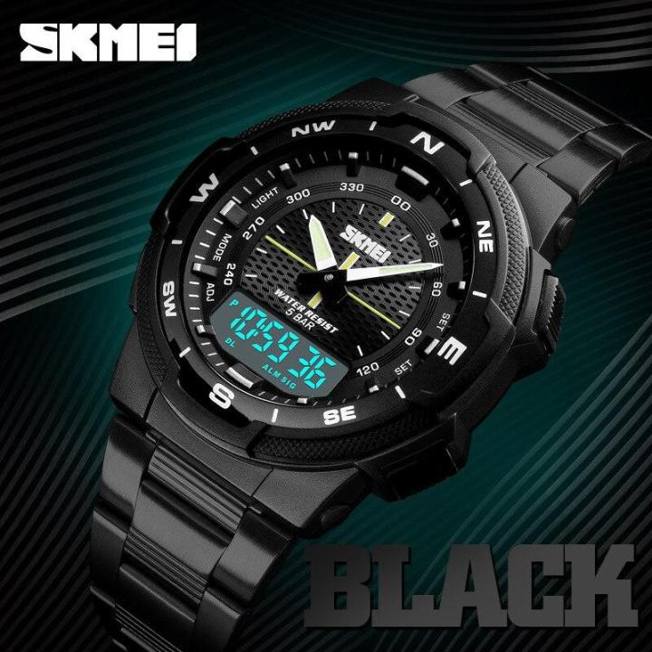 SKMEI  1370 Double Time Stainless Steel Business Watch - Black