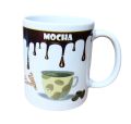 Mocha Printed Ceramic Mug For Coffee And Tea 11oz 1 Piece. 