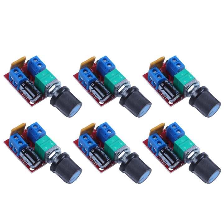 6X Mini DC Motor PWM Speed Controller 3V 6V 12V 24V 35VDC 90W 5A DC Motor Speed Control Switch LED Dimmer