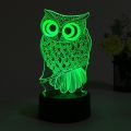 NEW 【Innovative design】Owl Shape 3D Lamp LED Night Light 7 Colors Changing Desk Table Lamp Halloween Present Gift Decor. 