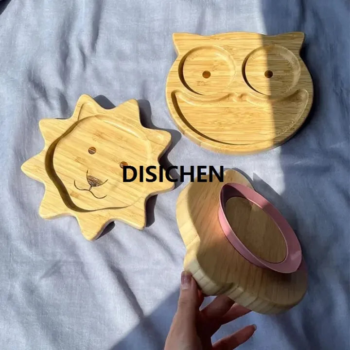 DISICHEN%20Children's%20Animal%20Pattern%20Bamboo%20Tableware%20with%20Base%20Suction%20Cup%20Baby%20Feeding%20Tableware%20Bamboo%20Plate%20Dinner%20Plate%20BPA%20Non-slip%20Affordable%20-%20Image%204