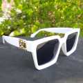 White Frame Unique Design Square Sunglasses For Men. 
