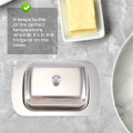 Stainless Steel Butter Dish Storage Keeper Tray with Easy to Hold Lid. 