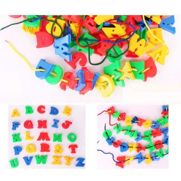 ABC Plastic Letter Beads Shape DIY Threading Educational Blocks For Kids