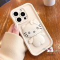Cute 3D Doll Hello Kitty Fashion Flip Bracket Makeup Mirror Case Compatible for IPhone 16 11 13 14 12 15 Pro Max 7Plus 6 15 6S 8 7 Plus XR X XS Max SE 2020 Cartoon Cat Angel Eye Cover. 