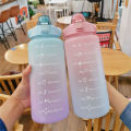 1500ML Large Capacity Pastel Colorful Motivational Water Bottle With Straw Sports Water Jug Ensure You Drink Enough Water Daily For Gym Outdoor- Colourful Free Sticker. 