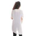White Chiffon V-neck Long Tops For Women. 