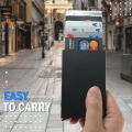Slim RFID Aluminum Wallet with Elasticity Back Pouch Pop Up Card Holder. 
