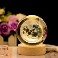 3D Crystal Ball lamp Night Light With Wooden Base Moon, Saturn, Galaxy, Lady , Solar system. 