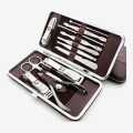 12 In 1 Professional Manicure Pedicure Kit With Designer Leather Case (Stainless Steel, Silver). 