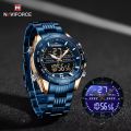 NAVIFORCE NF9195 Men Watch Dual Display Stainless Steel Top Waterproof Sport Digital Fashion Relogio Masculino. 