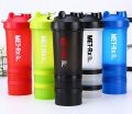 Met-Rx Classic Protein Shaker Bottles For Sports, 3 In 1 Lock Storage With Mixing Ball 20-Ounce (Colors May Vary). 